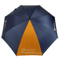 Paraguas de golf personalizado azul y naranja con logo impreso